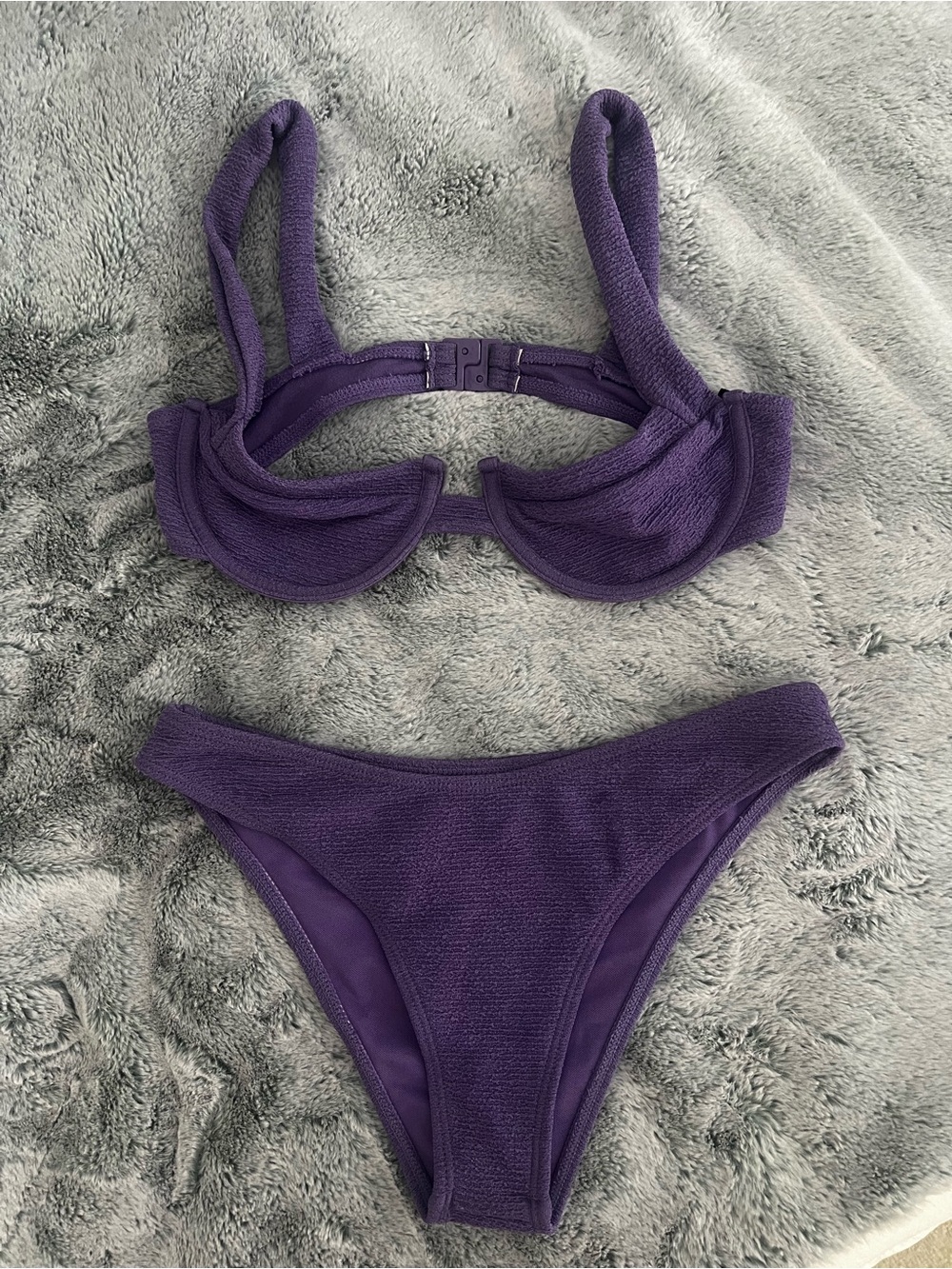 PrettyLittleThing Purple Textured Two-Piece Bikini